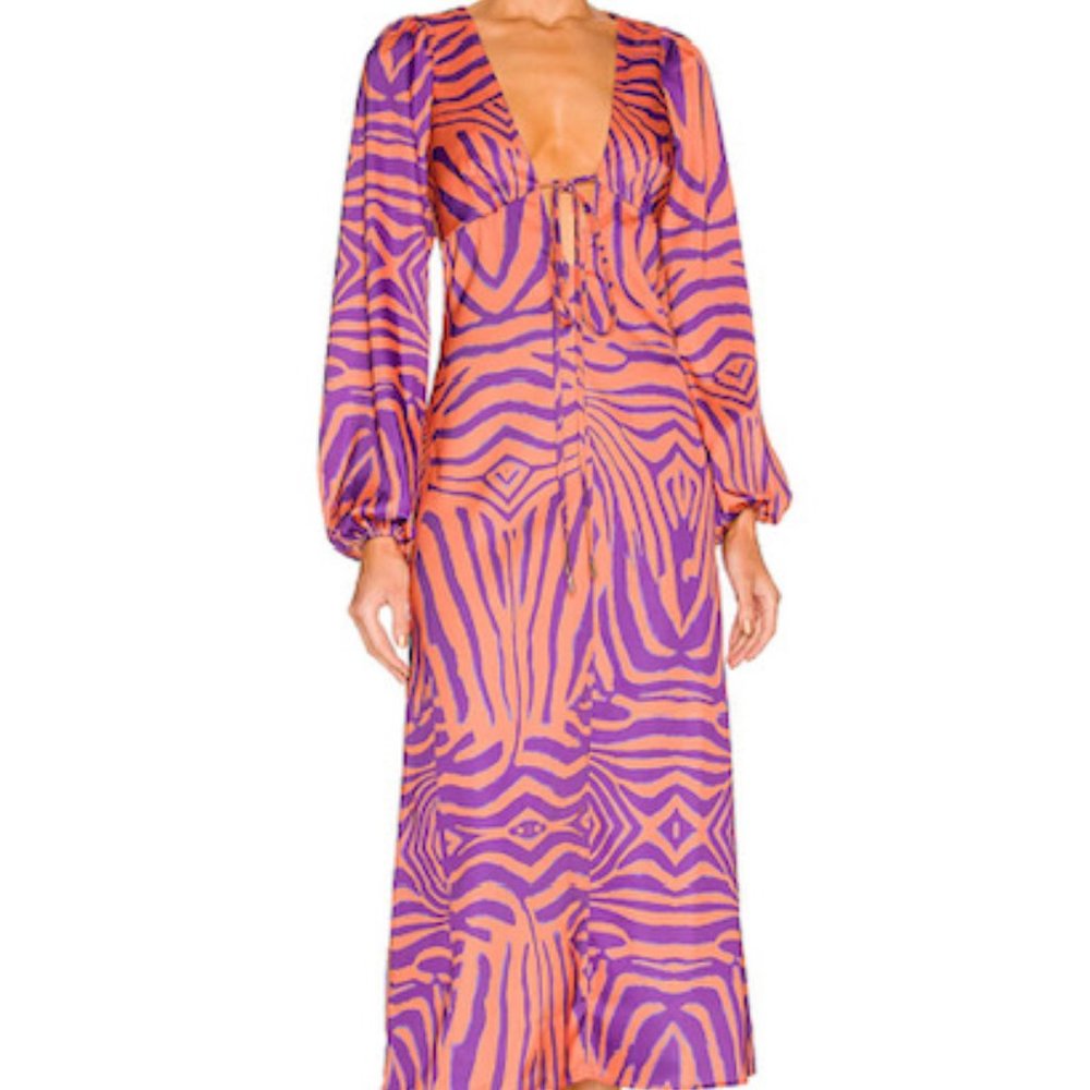 AFRM Orange and Purple Long Sleeve Dress